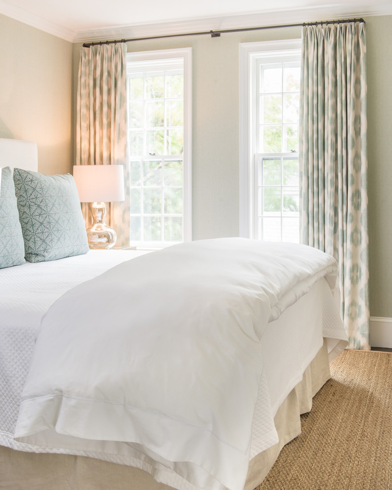 Example of a mid-sized beach style guest bedroom design in Boston