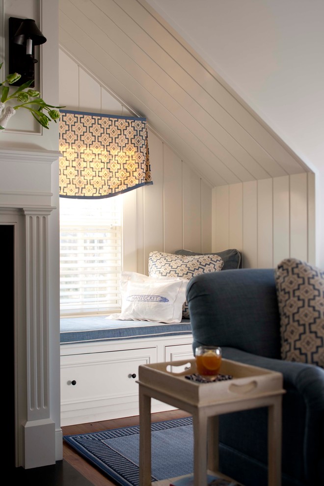 Inspiration for a mid-sized timeless master dark wood floor bedroom remodel in Boston with white walls
