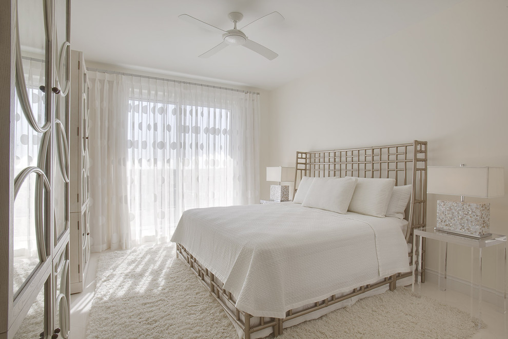 Trendy bedroom photo in Miami with beige walls