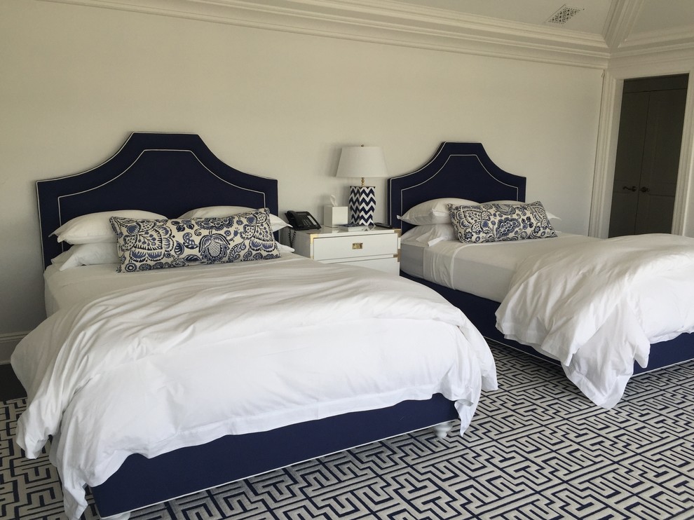 Navy and White Guest Bedroom Transitional Bedroom New York by