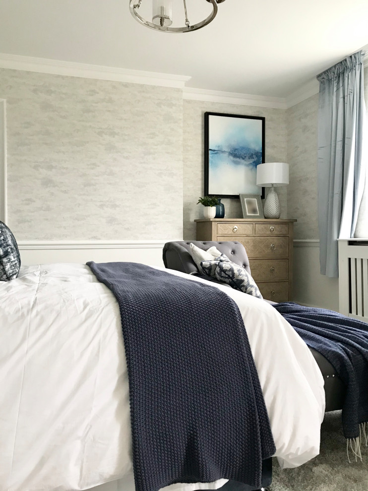 Navy and White Master Bedroom and EnSuite in Home
