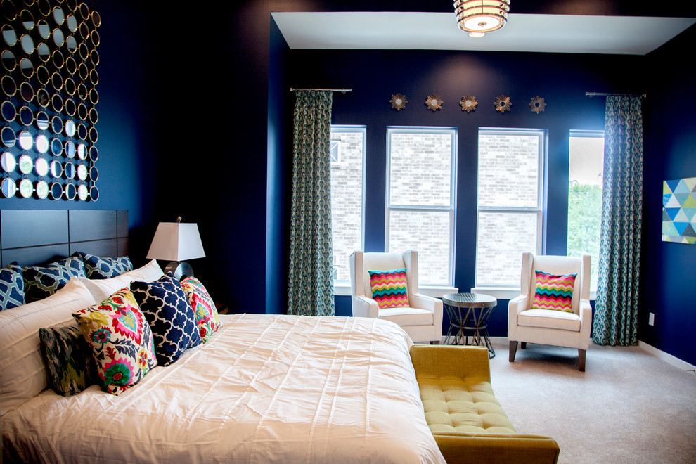 Navy Master Bedroom Sawyer Height, Houston Modern Bedroom