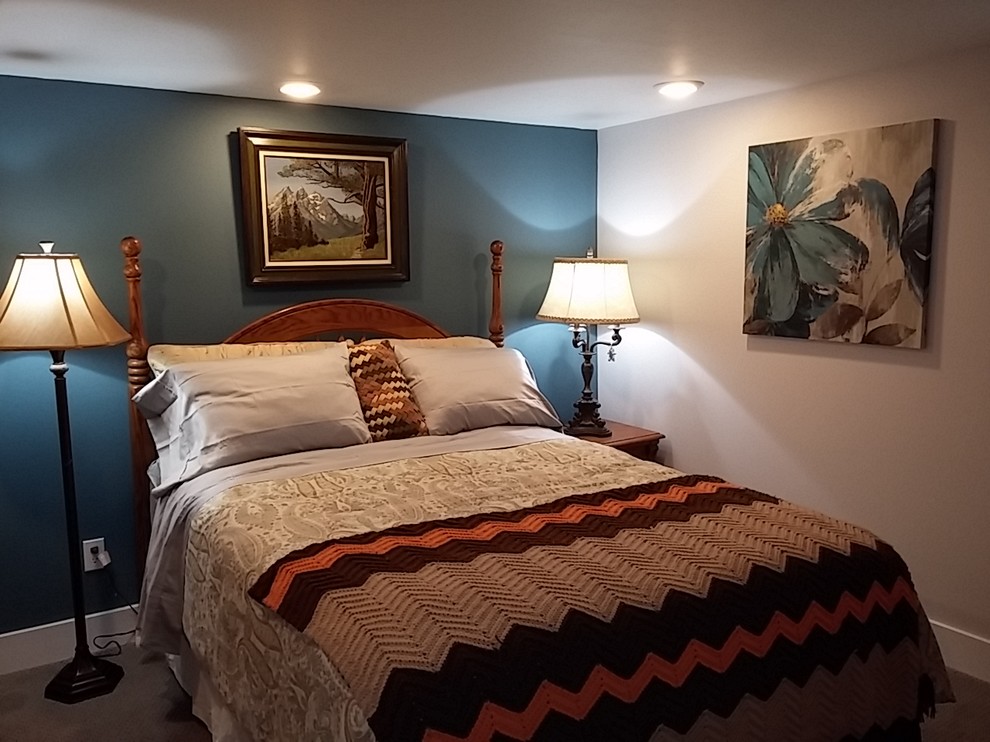 Example of a mountain style bedroom design in Portland