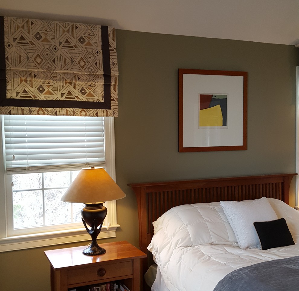 Inspiration for a craftsman bedroom remodel in Boston with green walls