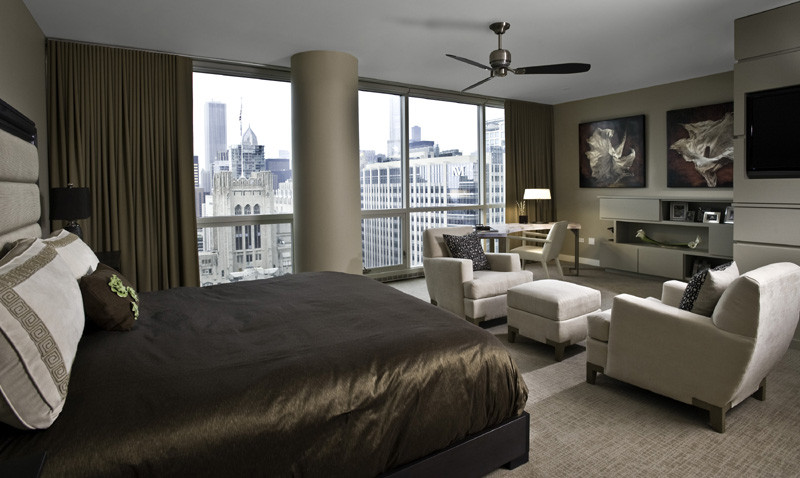 Trendy bedroom photo in Chicago