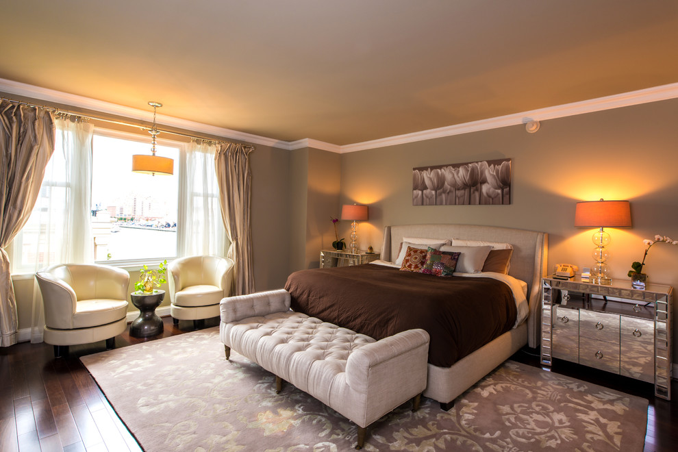 ワシントンD.C.にあるトランジショナルスタイルのおしゃれな寝室のインテリア