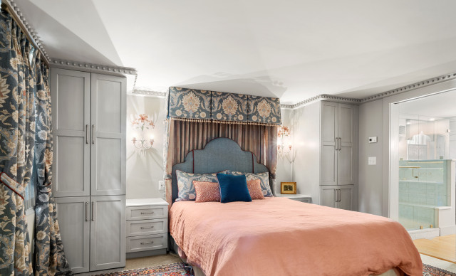 New England farmhouse master bedroom and bath - Traditional - Bedroom - Boston - by In Home ...