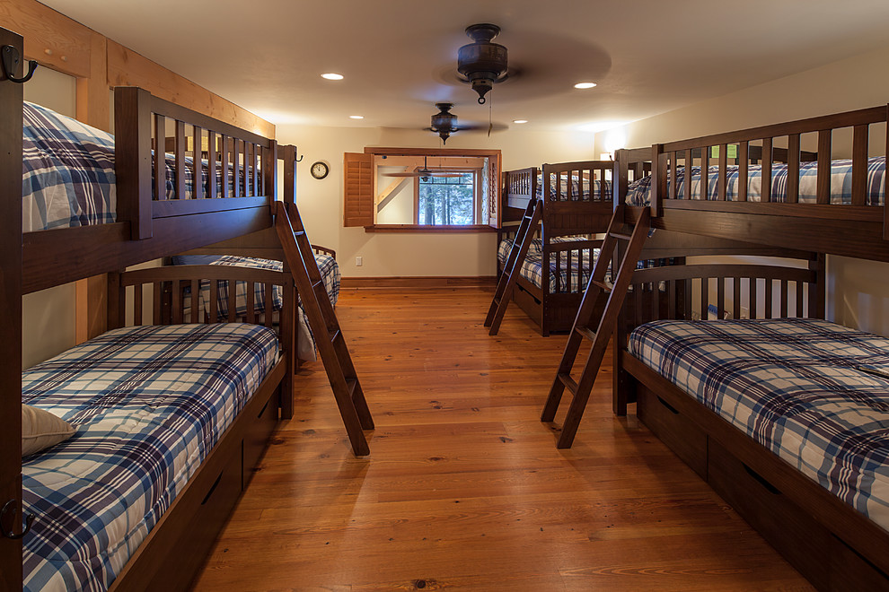 Example of a mountain style bedroom design in Boston