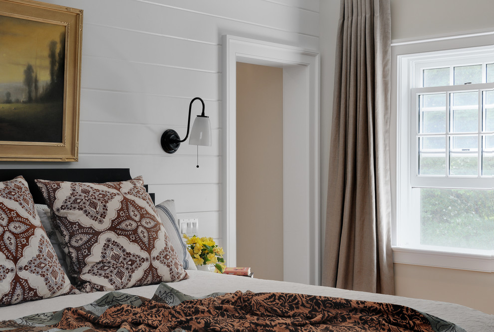 Idéer för vintage sovrum, med vita väggar
