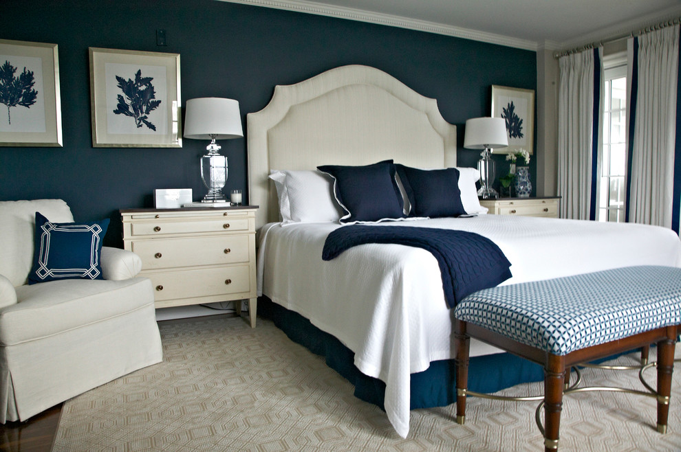 Example of a beach style bedroom design in New York