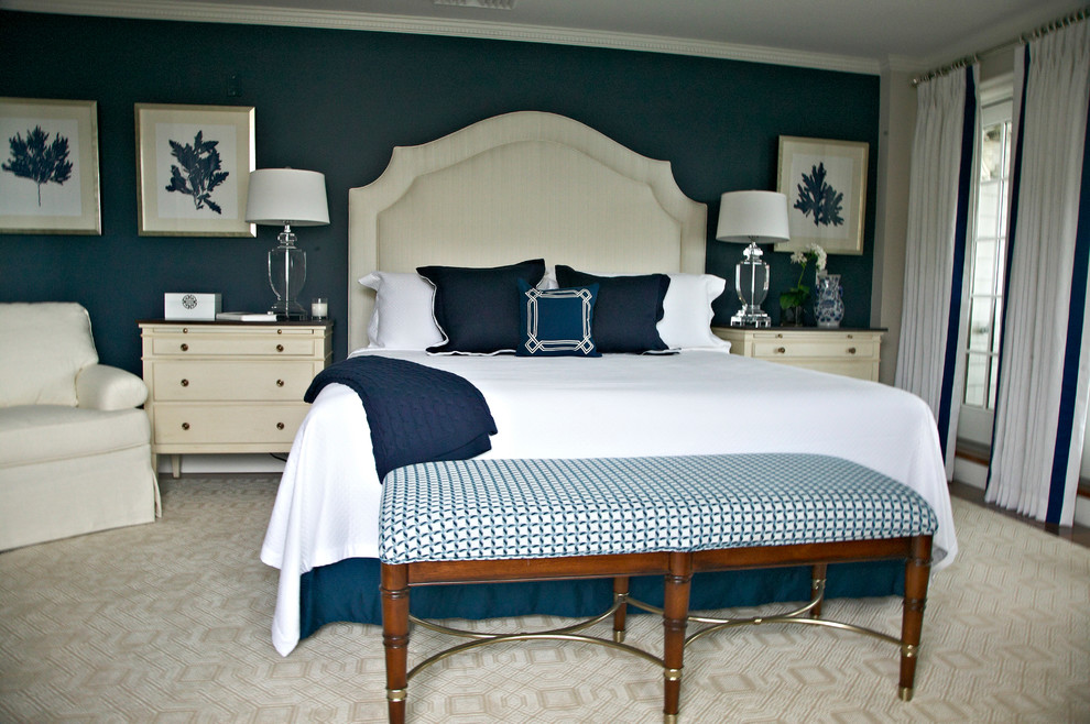 Bedroom - coastal bedroom idea in New York