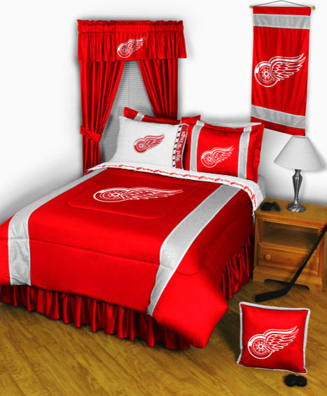 Nhl Detroit Red Wings Bedding And Room Decorations Modern Bedroom By Obedding Houzz - Red Decorating Bedroom Ideas