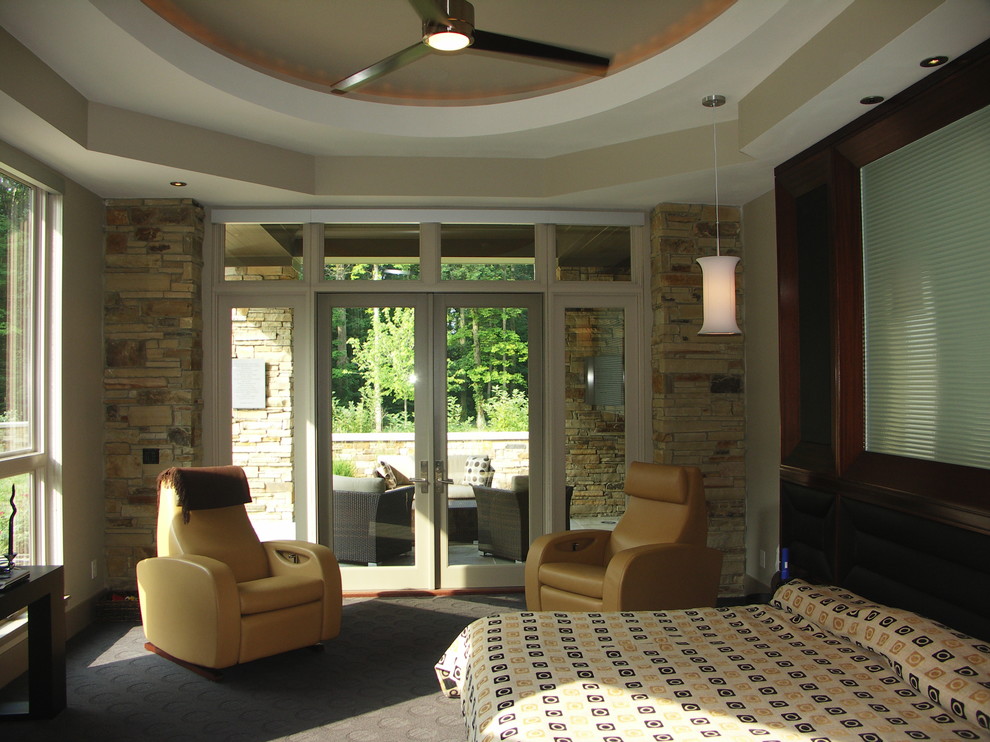 Photo of a contemporary bedroom in Indianapolis.