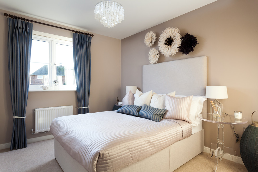 Photo of a medium sized contemporary master bedroom in Gloucestershire with grey walls.