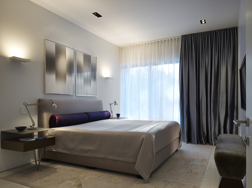 Bedroom - contemporary bedroom idea in Chicago with gray walls