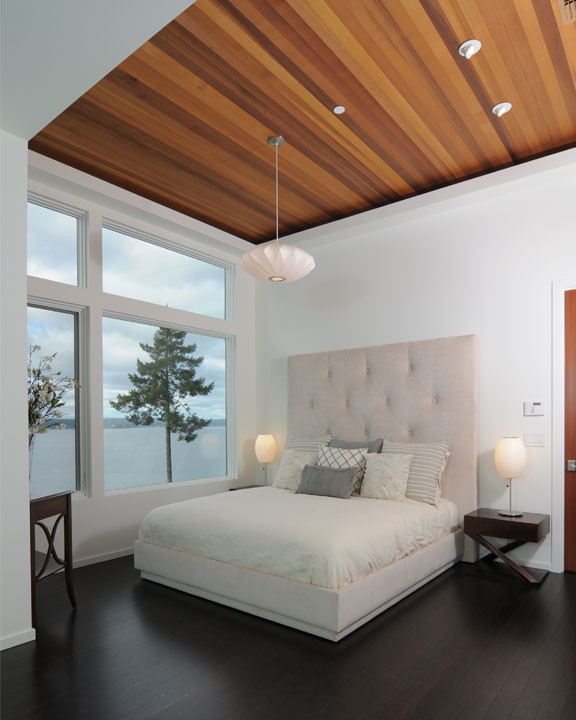 Bedroom - mid-sized contemporary master bamboo floor bedroom idea in Seattle