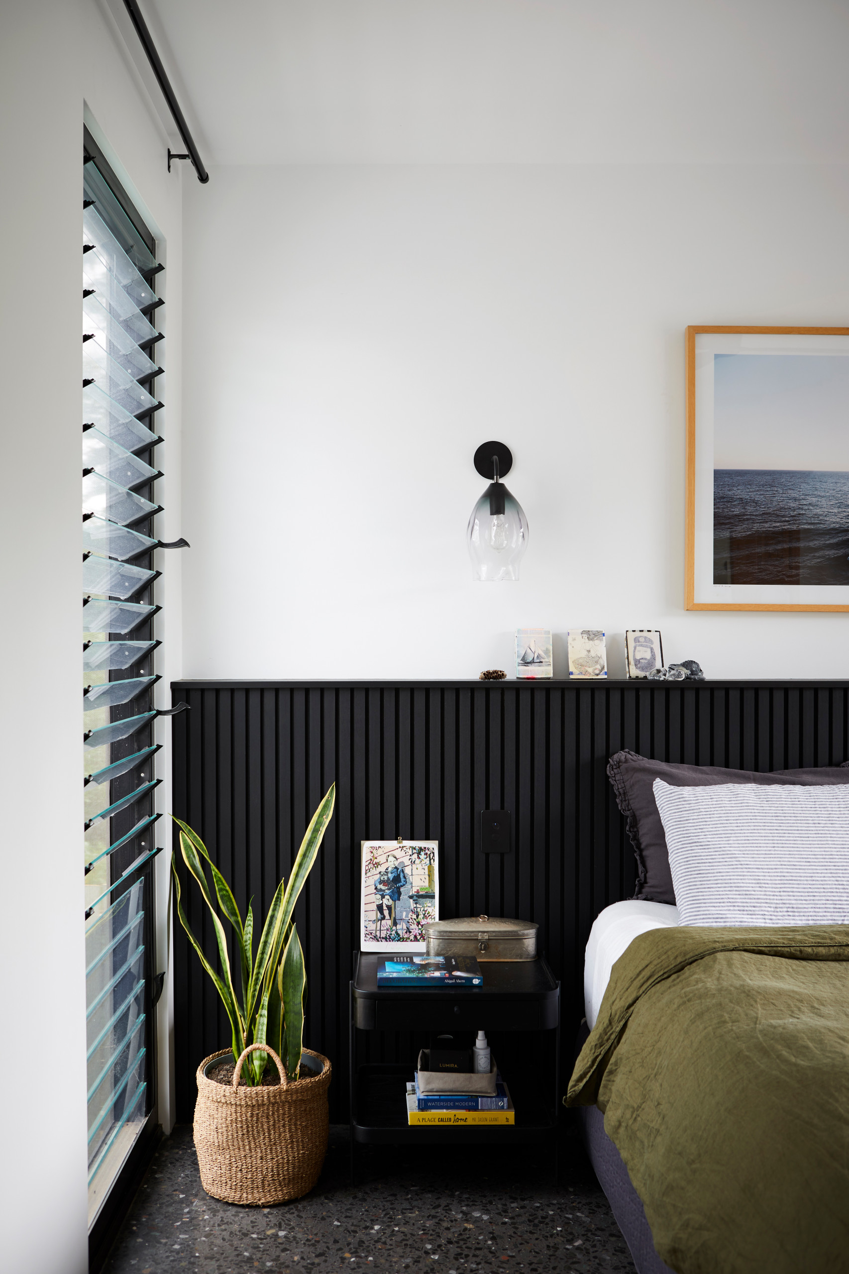 Black wainscoting bedroom deals