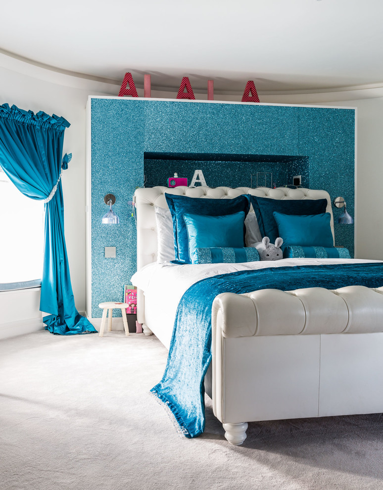 This is an example of a contemporary bedroom in Kent.