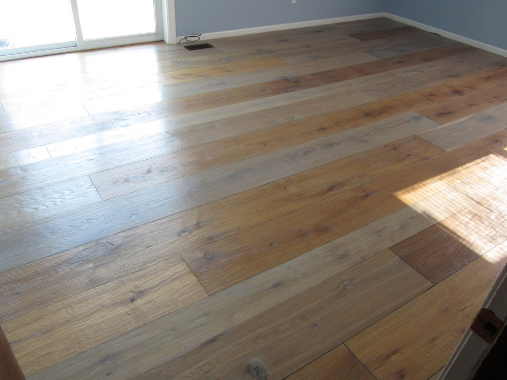 Oil finished wide plank hand scraped hardwood floors Traditional Bedroom Detroit by