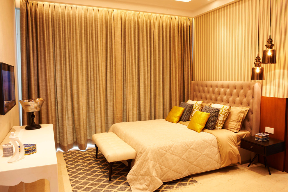 Photo of a contemporary bedroom in Delhi.