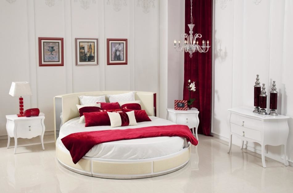 Modern Leather Bed Houzz, Modern White Leather Headboard Round Bed King Size