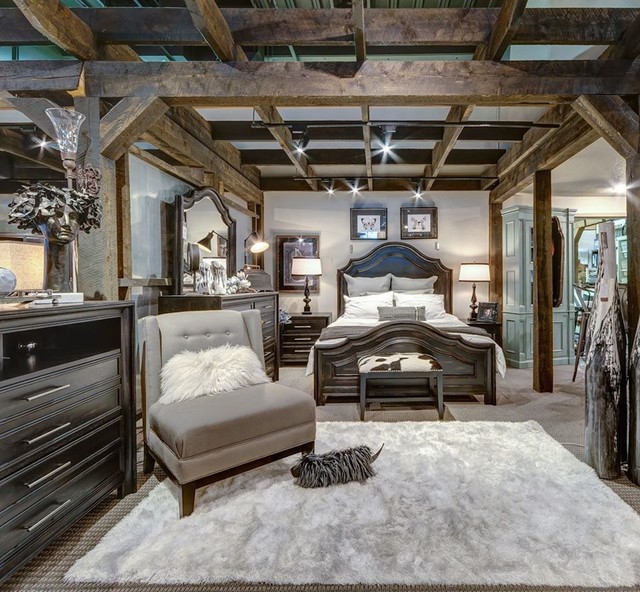 Our Interiors Rustic Bedroom Calgary by Cricklewood Interiors