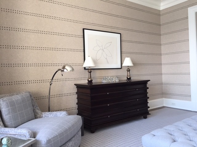 Example of a mid-sized classic master bedroom design in San Diego with gray walls
