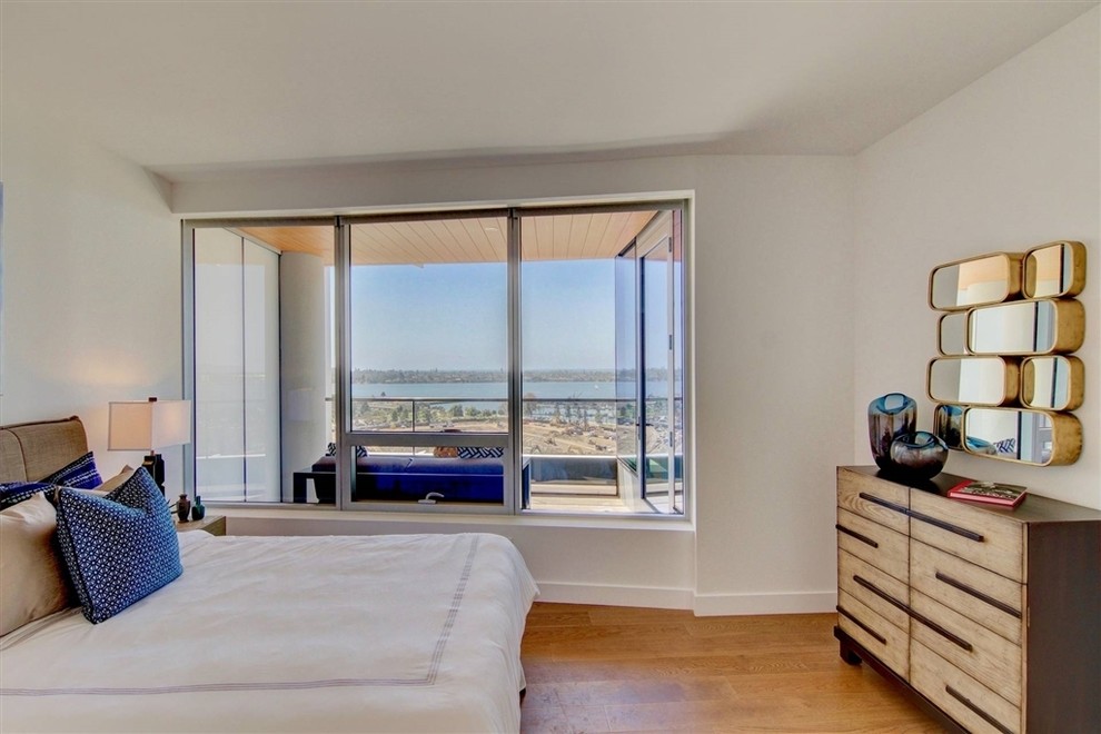 Contemporary bedroom in San Diego.