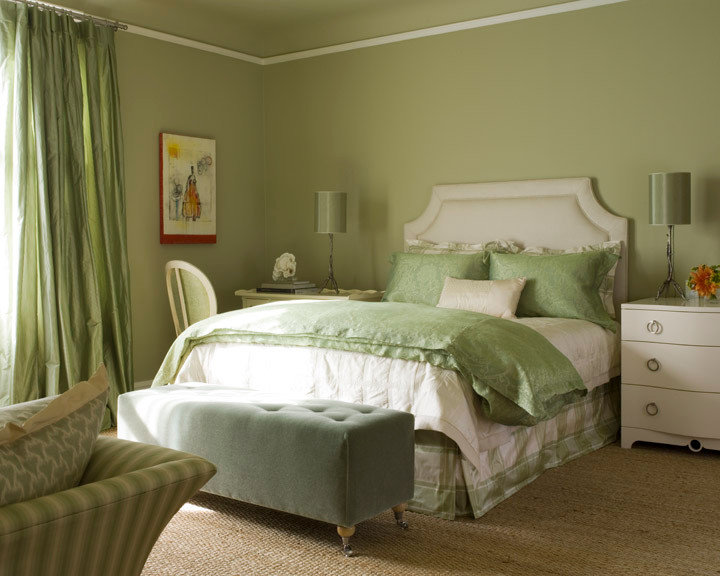 White And Green Bedroom Houzz