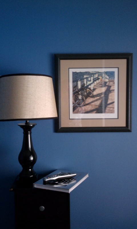 This is an example of a medium sized classic guest bedroom in Other with blue walls.