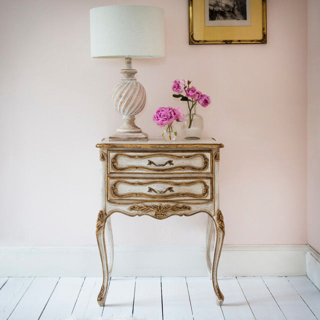Palais 2Drawer French White & Gold Bedside Table Traditional