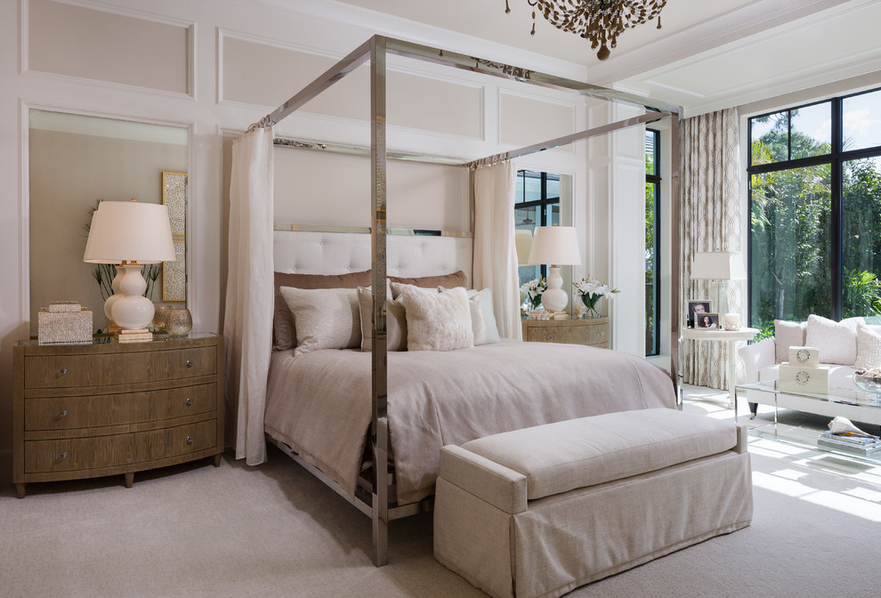 Design ideas for a classic master bedroom in Miami.