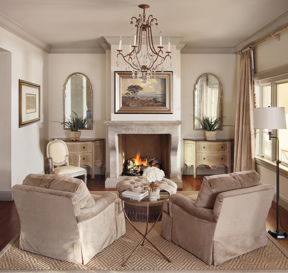 Living room - traditional living room idea in Phoenix with a standard fireplace