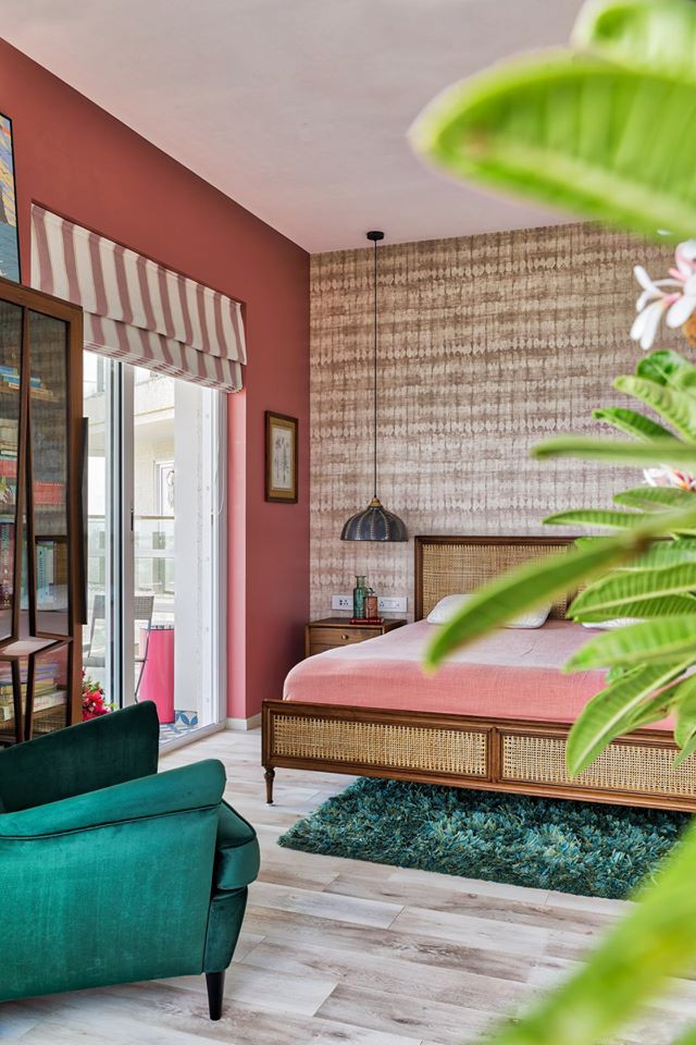 Bedroom - tropical bedroom idea in Mumbai