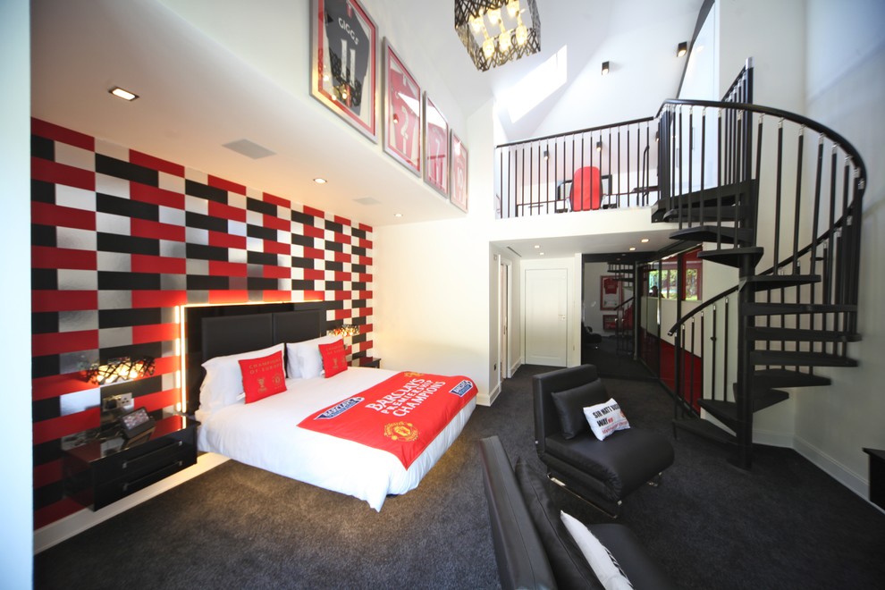 Idee per una grande camera da letto stile loft contemporanea