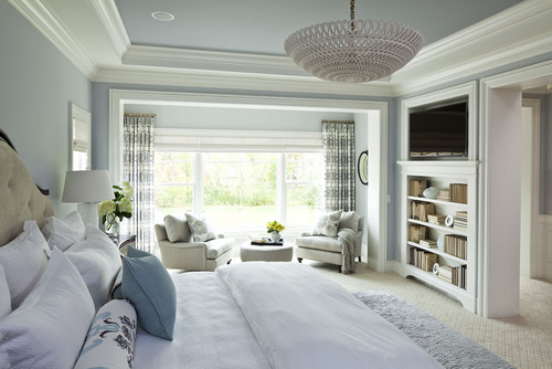 Quiet Moments by Benjamin Moore: This tranquil master bedroom suite includes a small seating area, beautiful views and an interior hallway to the master bathroom & closet. 