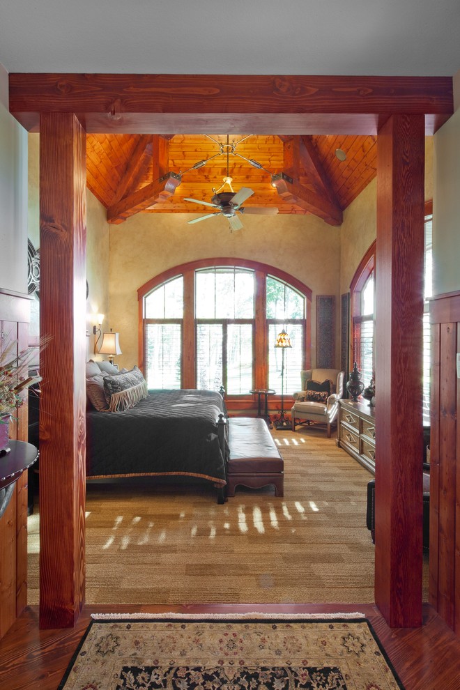 Inspiration for a rustic bedroom remodel in Minneapolis