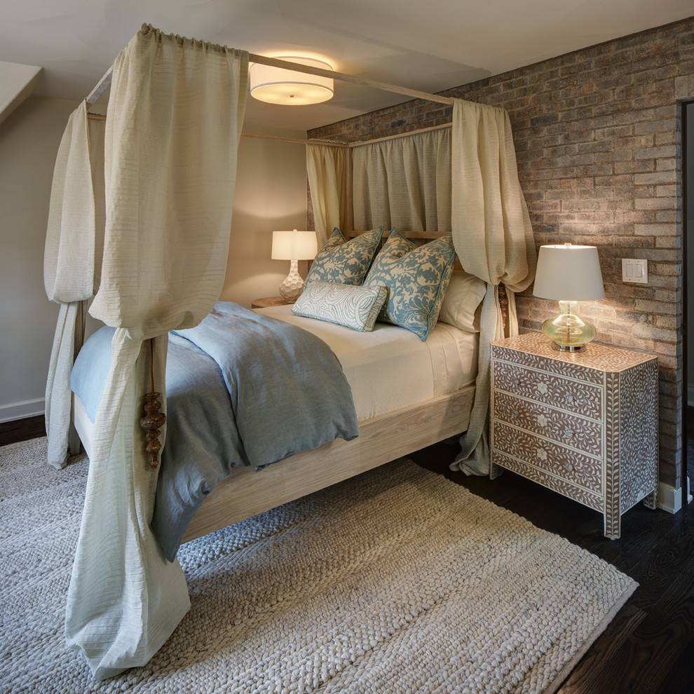 Example of a country bedroom design in Cleveland