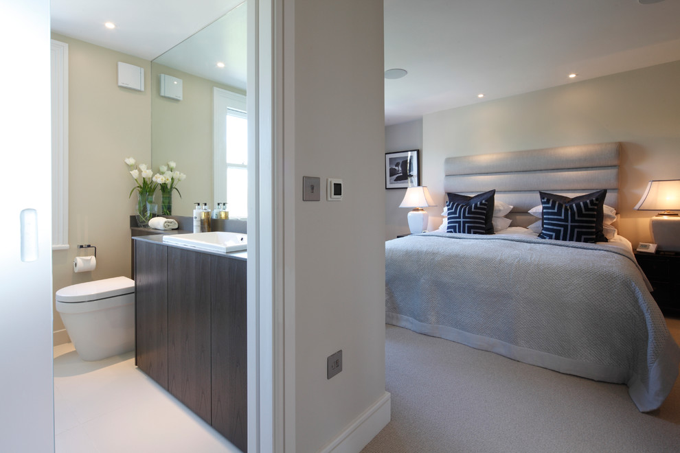 This is an example of a contemporary bedroom in Hampshire.