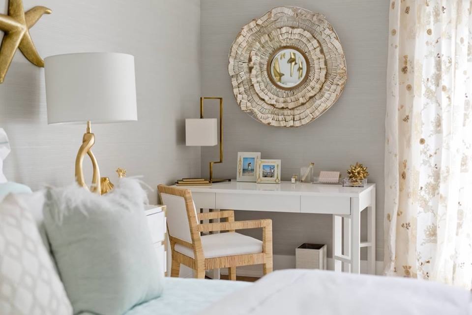 Inspiration for a classic guest bedroom in Other with grey walls and dark hardwood flooring.