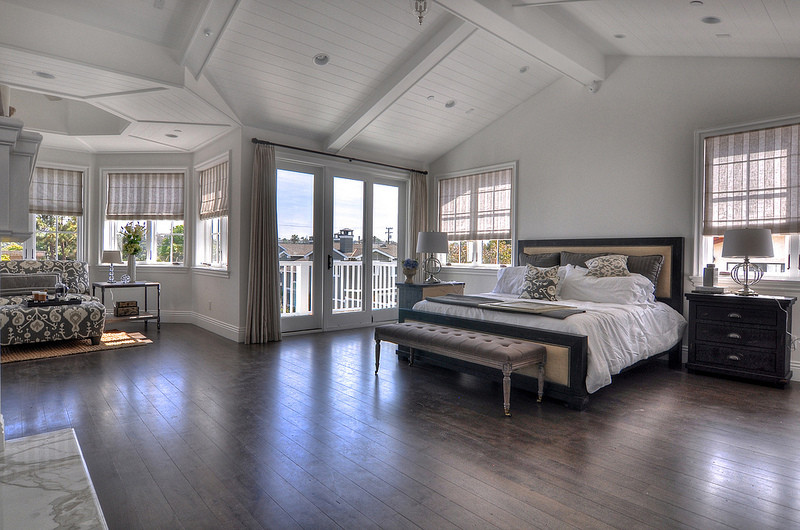 Photo of a country grey and silver bedroom in Los Angeles.