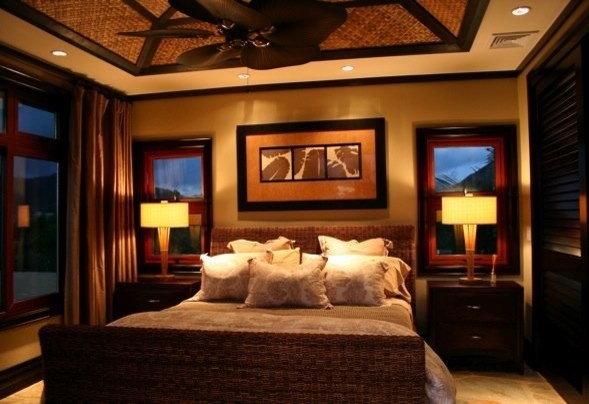Design ideas for a world-inspired bedroom in Hawaii.