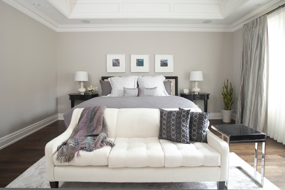 Inspiration for a contemporary grey and silver bedroom in Toronto.