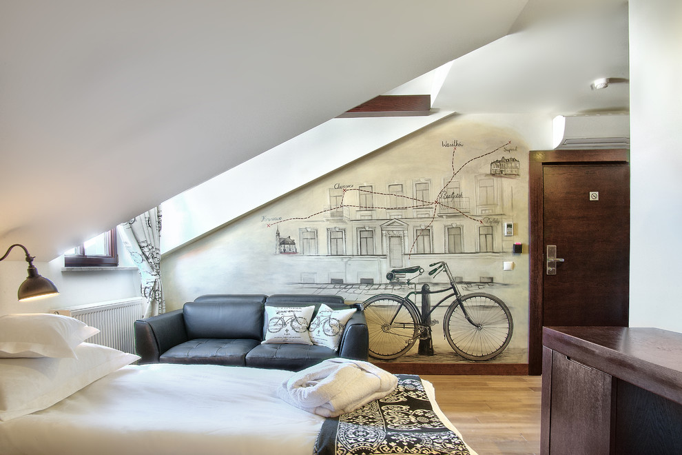Inspiration for a contemporary bedroom remodel in West Midlands