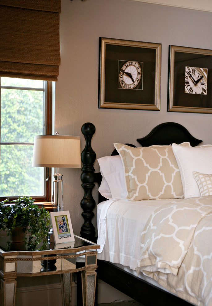 Design ideas for a contemporary bedroom in Orlando with grey walls.