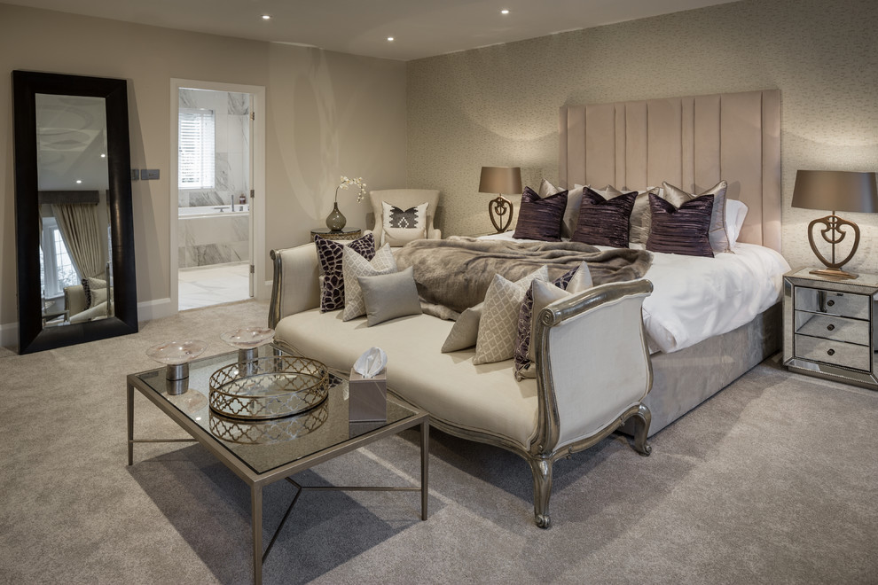 Photo of a contemporary master bedroom in Cheshire.