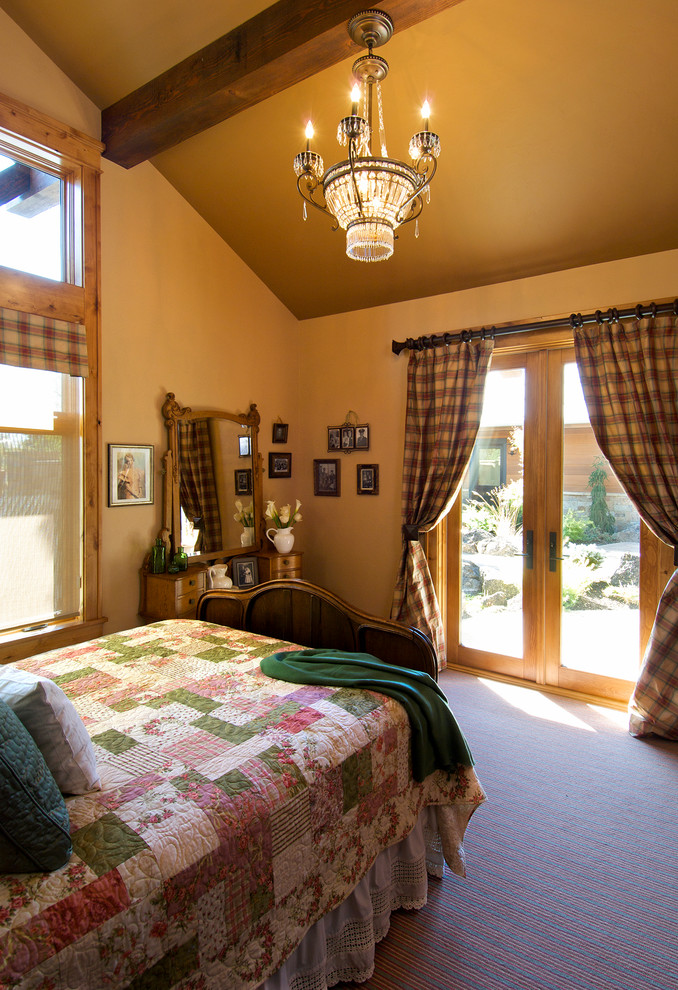 This is an example of a rustic bedroom in Portland.