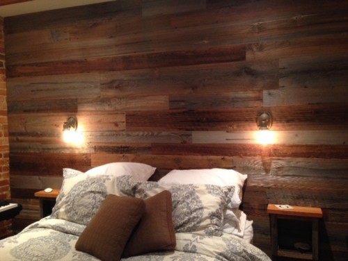 Inspiration for a rustic bedroom remodel in New York