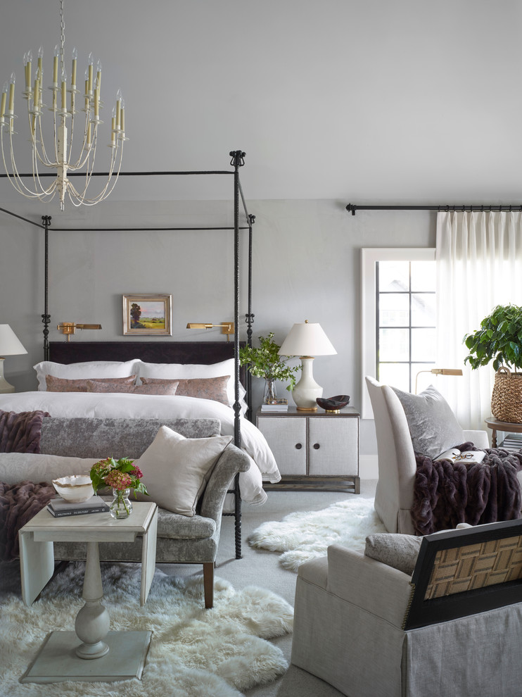 Idée de décoration pour une chambre champêtre avec un mur blanc.