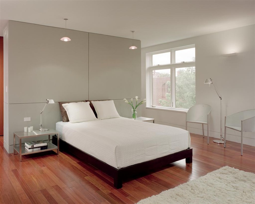 Свежая идея для дизайна: хозяйская спальня в стиле модернизм - отличное фото интерьера